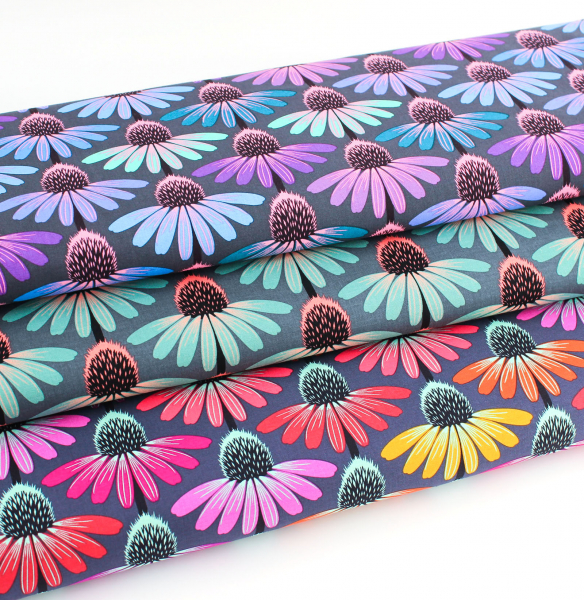 Designer-Baumwollstoff Love Always Echinacea in Dim (10 cm)